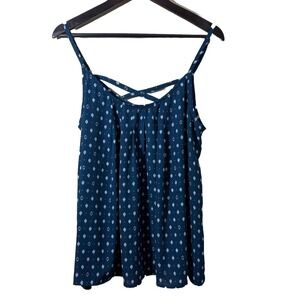 Torrid‎ Women's Plus Camisole Top Blue Diamond Print Cage Neck 00 (Large Sz 10)